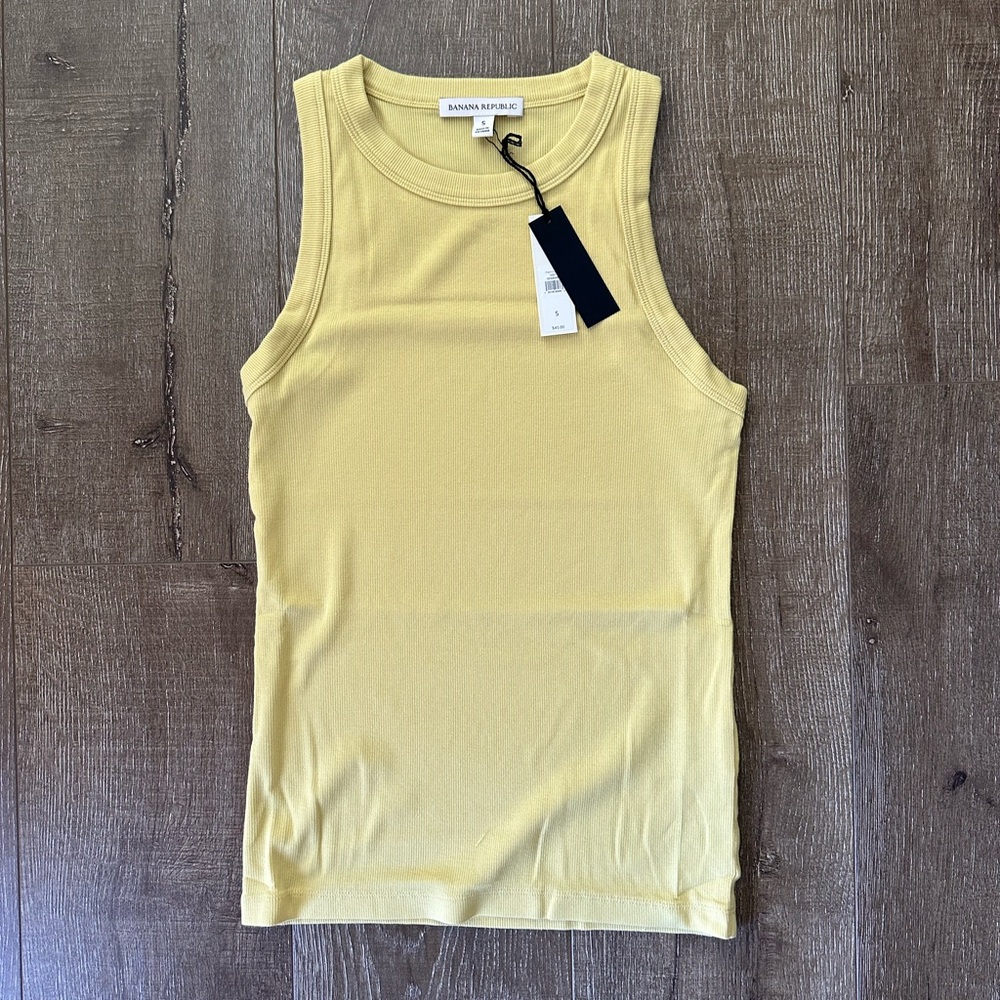 NWT Banana Republic Ribbed Cutaway Tank Banana Cream Yellow size S